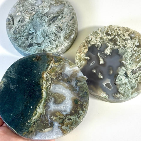 Moss Agate Thick Circle Slabs 77 4 - Kenna's Crystals from TikTok