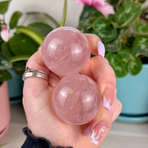 Mozambique Rose Quartz Sphere 133 10 - Kenna's Crystals from TikTok