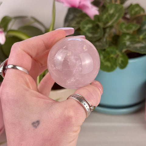 Mozambique Rose Quartz Sphere 177 5 - Kenna's Crystals from TikTok
