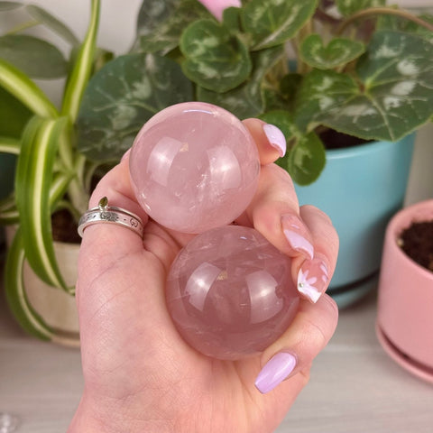 Mozambique Rose Quartz Sphere 177 4 - Kenna's Crystals from TikTok