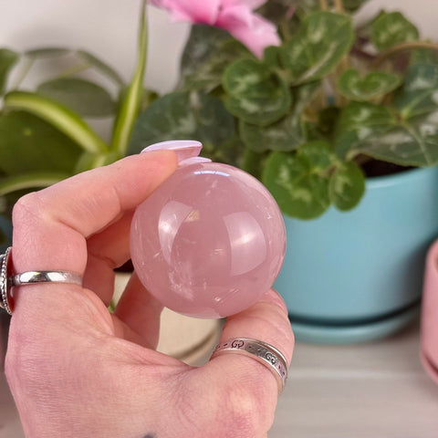 Mozambique Rose Quartz Sphere 199 17 - Kenna's Crystals from TikTok