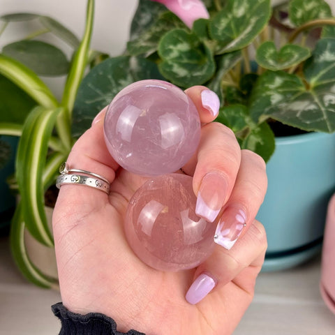 Mozambique Rose Quartz Sphere 199 18 - Kenna's Crystals from TikTok