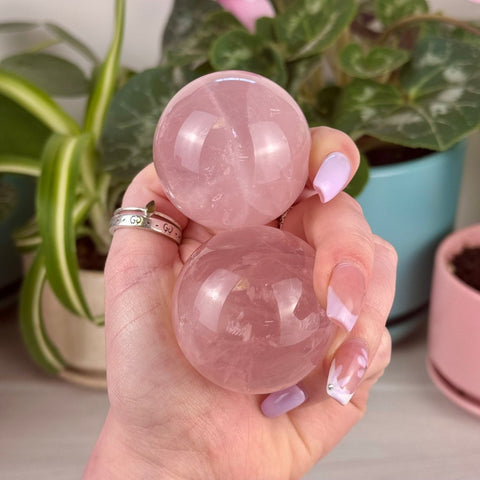 Mozambique Rose Quartz Sphere 211 7 - Kenna's Crystals from TikTok