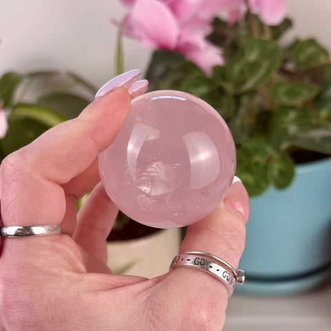 Mozambique Rose Quartz Sphere 222 12 - Kenna's Crystals from TikTok