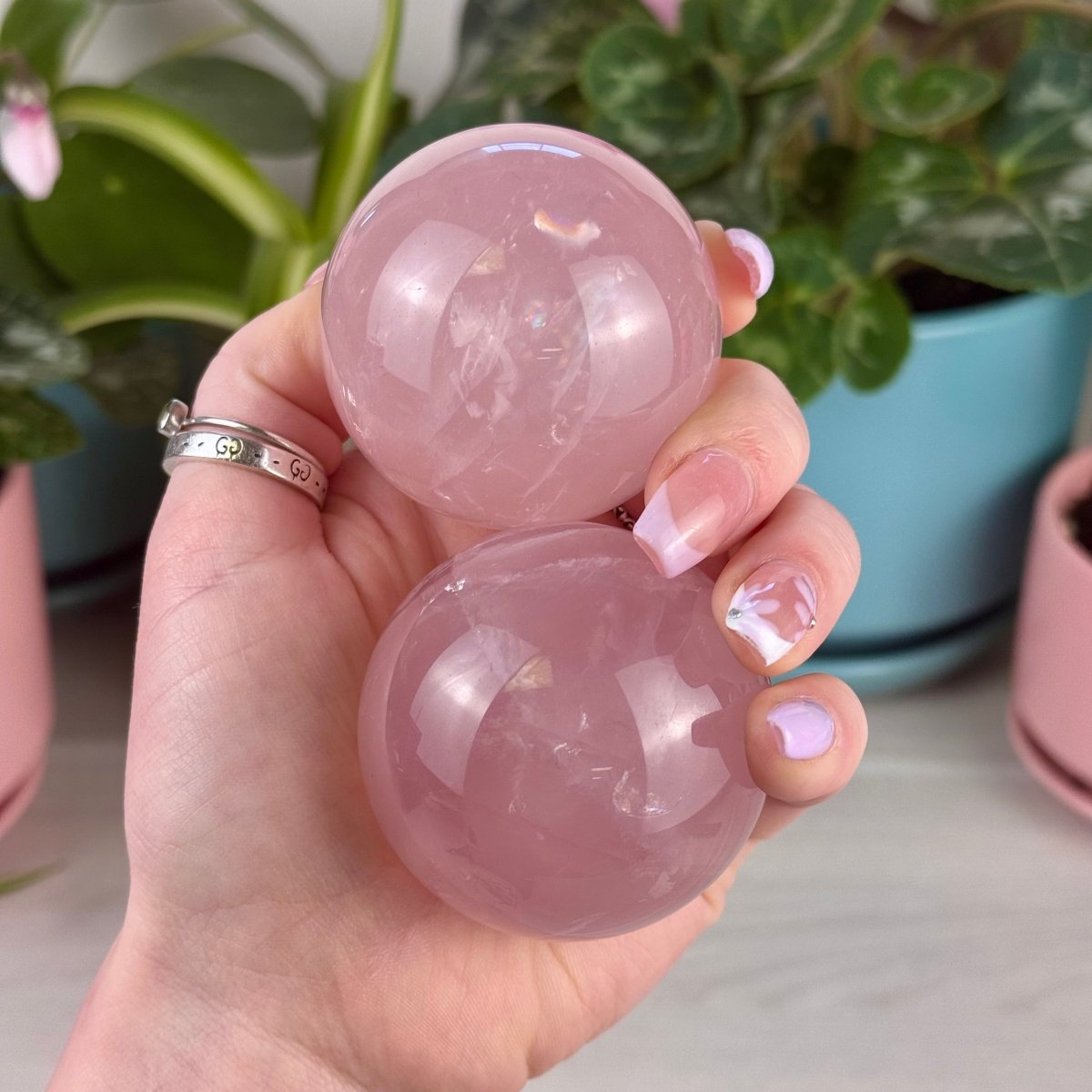 天然石 桜瑪瑙樽型パーツ ピンクマイカ SALE中 Mozambique Rose Quartz Sphere – Kenna's Crystals