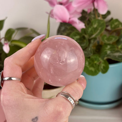 Mozambique Rose Quartz Sphere 411 9 - Kenna's Crystals from TikTok