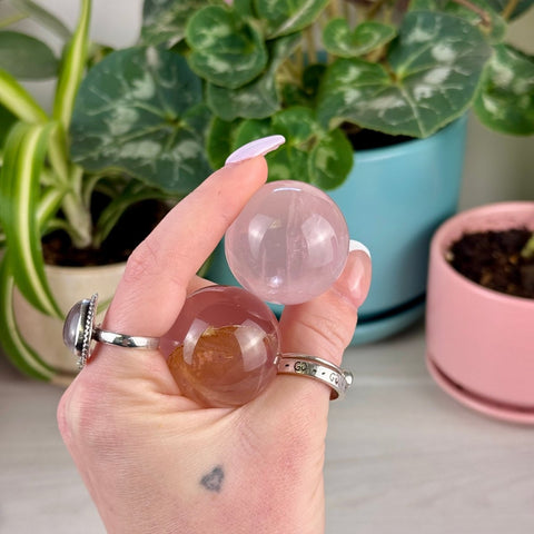Mozambique Rose Quartz Sphere 77 16 - Kenna's Crystals from TikTok