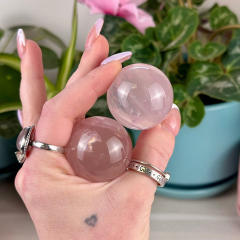 Mozambique Rose Quartz Sphere 88 15 - Kenna's Crystals from TikTok
