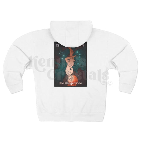 Mystic Arcana Zip Hoodie White XS The Hanged One 6 - Kenna's Crystals from TikTok