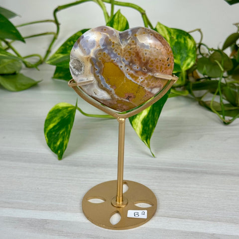 Ocean Jasper Heart (W/ Custom Stand) B2 28 - Kenna's Crystals from TikTok