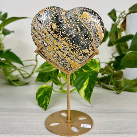 Ocean Jasper Heart (W/ Custom Stand) C 4 - Kenna's Crystals from TikTok