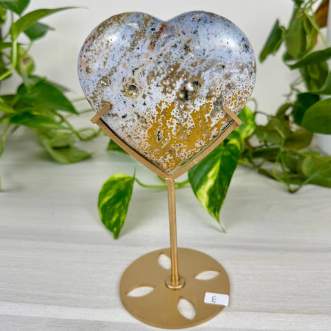Ocean Jasper Heart (W/ Custom Stand) E 6 - Kenna's Crystals from TikTok