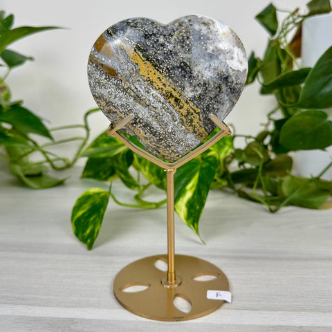 Ocean Jasper Heart (W/ Custom Stand) F 7 - Kenna's Crystals from TikTok