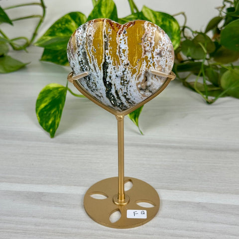Ocean Jasper Heart (W/ Custom Stand) F2 32 - Kenna's Crystals from TikTok