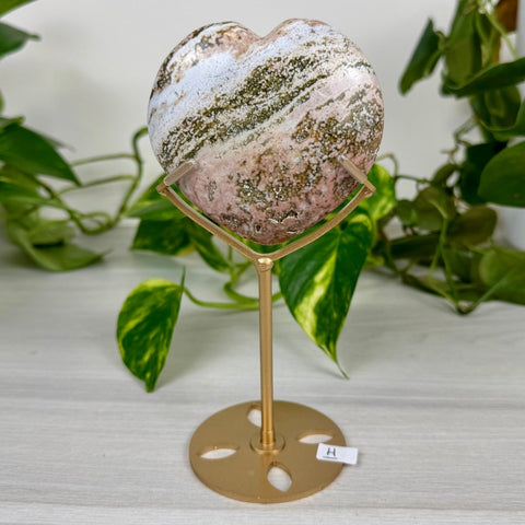Ocean Jasper Heart (W/ Custom Stand) H 9 - Kenna's Crystals from TikTok