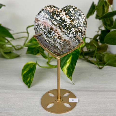 Ocean Jasper Heart (W/ Custom Stand) K 12 - Kenna's Crystals from TikTok
