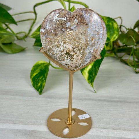 Ocean Jasper Heart (W/ Custom Stand) S 20 - Kenna's Crystals from TikTok