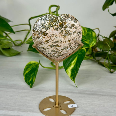 Ocean Jasper Heart (W/ Custom Stand) U 22 - Kenna's Crystals from TikTok