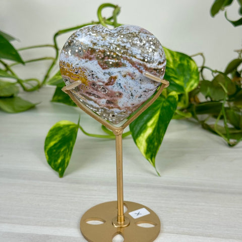 Ocean Jasper Heart (W/ Custom Stand) X 25 - Kenna's Crystals from TikTok