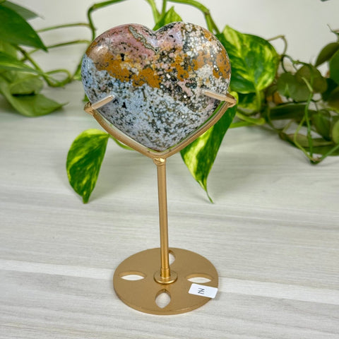 Ocean Jasper Heart (W/ Custom Stand) Z 27 - Kenna's Crystals from TikTok