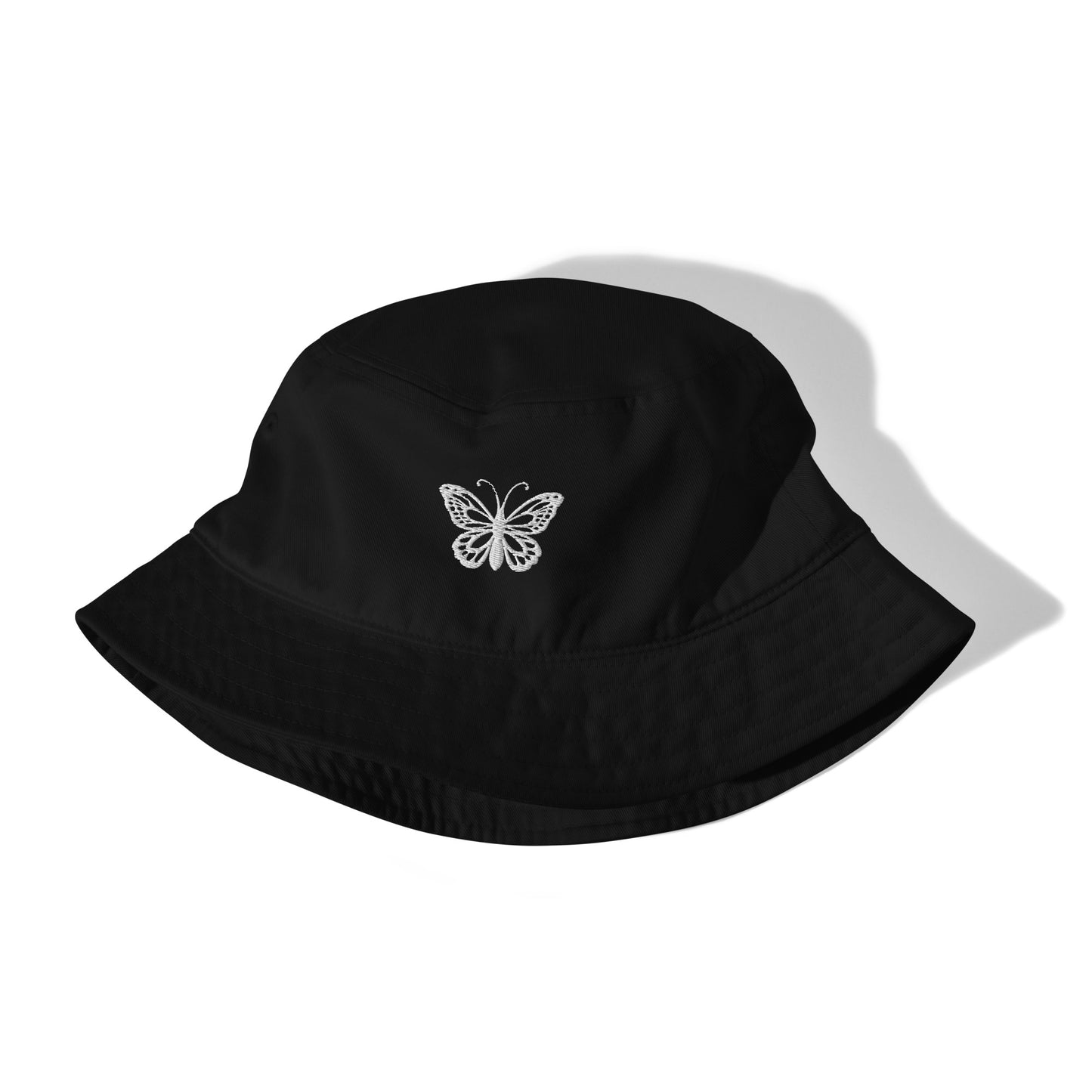 Organic Bucket Hat Embroidered Butterfly
