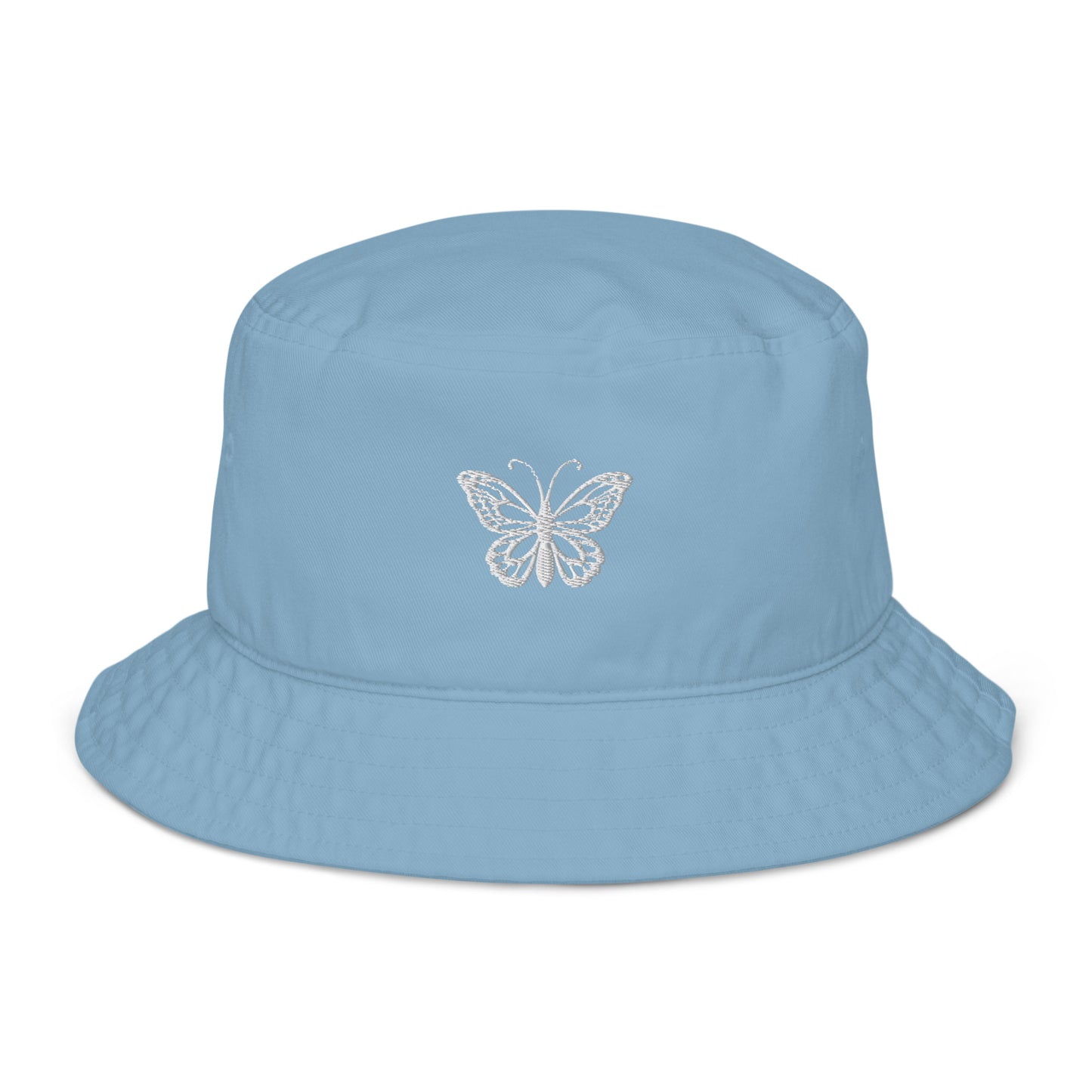 Organic Bucket Hat Embroidered Butterfly