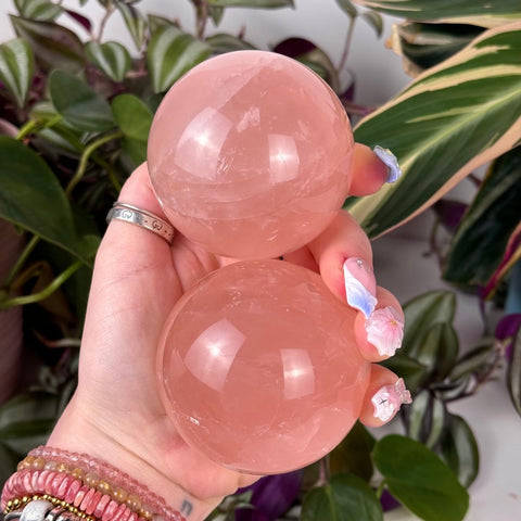 Peach Rose Quartz Sphere 111 1 - Kenna's Crystals from TikTok