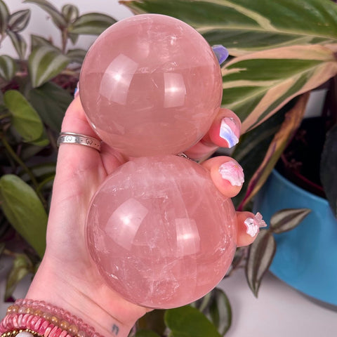 Peach Rose Quartz Sphere 155 13 - Kenna's Crystals from TikTok