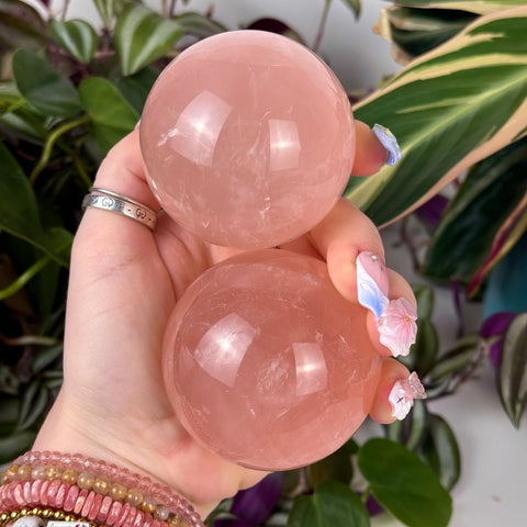 Peach Rose Quartz Sphere 99 9 - Kenna's Crystals from TikTok
