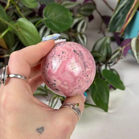 Peruvian Bubble Gum Rhodonite Sphere 111 9 - Kenna's Crystals from TikTok