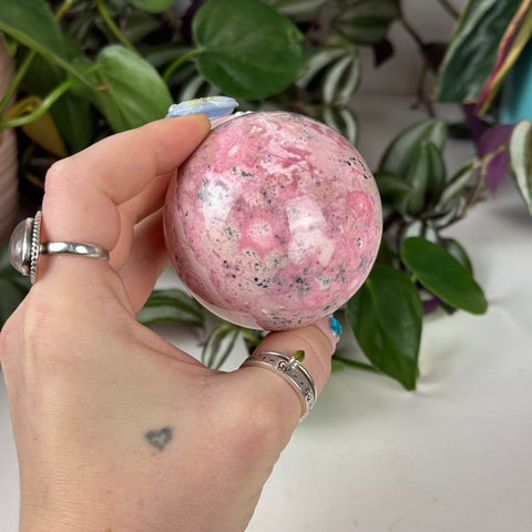 Peruvian Bubble Gum Rhodonite Sphere 144 12 - Kenna's Crystals from TikTok