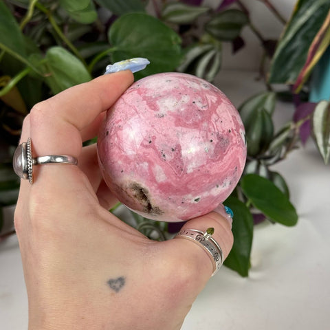 Peruvian Bubble Gum Rhodonite Sphere 155 13 - Kenna's Crystals from TikTok