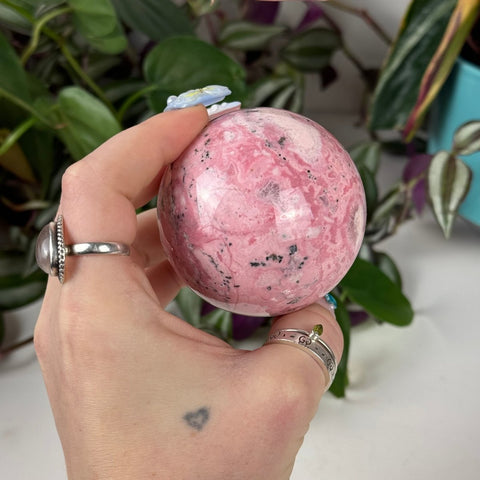Peruvian Bubble Gum Rhodonite Sphere 166 14 - Kenna's Crystals from TikTok