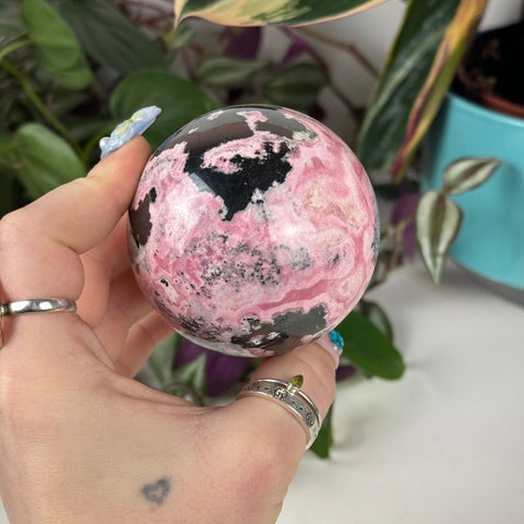 Peruvian Bubble Gum Rhodonite Sphere 188 16 - Kenna's Crystals from TikTok