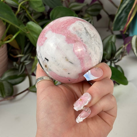 Peruvian Bubble Gum Rhodonite Sphere 244 20 - Kenna's Crystals from TikTok