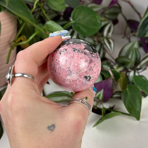 Peruvian Bubble Gum Rhodonite Sphere 99 8 - Kenna's Crystals from TikTok