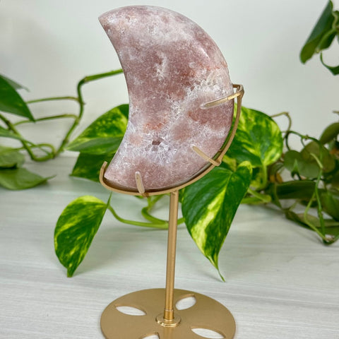 Pink Amethyst Moon (W/ Custom Stand) 145 17 - Kenna's Crystals from TikTok