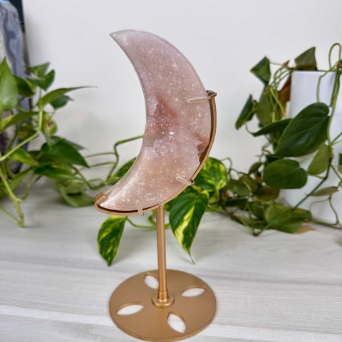 Pink Amethyst Moon (W/ Custom Stand) 195 13 - Kenna's Crystals from TikTok