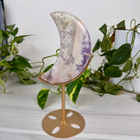 Pink Amethyst Moon (W/ Custom Stand) 230 11 - Kenna's Crystals from TikTok