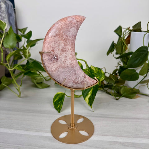 Pink Amethyst Moon (W/ Custom Stand) 250 10 - Kenna's Crystals from TikTok