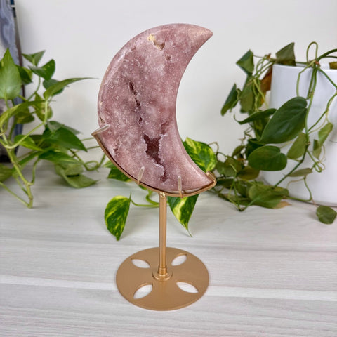 Pink Amethyst Moon (W/ Custom Stand) 260 9 - Kenna's Crystals from TikTok