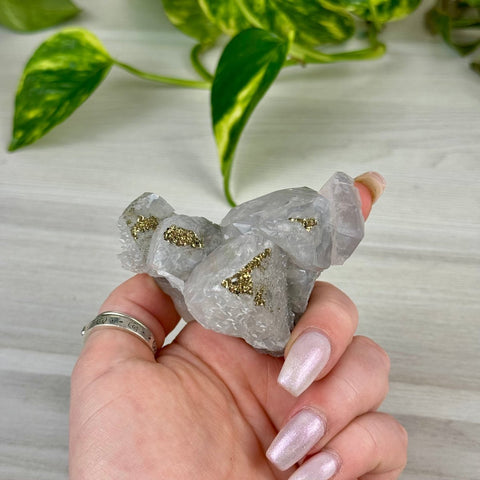 Pink Calcite with Glitter Pyrite Specimen (UV Reactive) 150 25 - Kenna's Crystals from TikTok