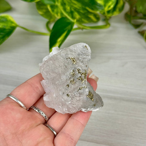 Pink Calcite with Glitter Pyrite Specimen (UV Reactive) 160 24 - Kenna's Crystals from TikTok