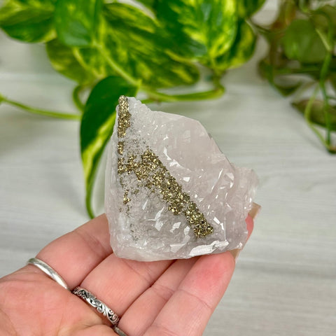 Pink Calcite with Glitter Pyrite Specimen (UV Reactive) 170 23 - Kenna's Crystals from TikTok