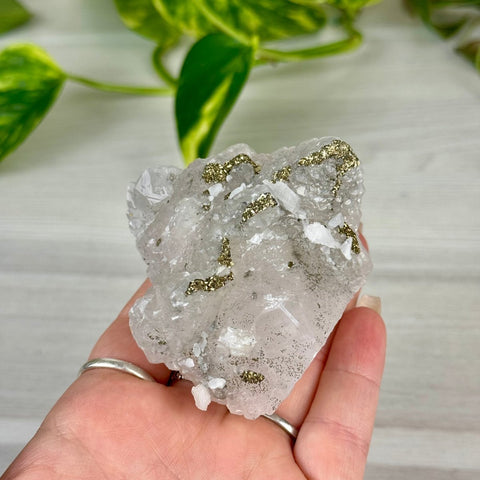 Pink Calcite with Glitter Pyrite Specimen (UV Reactive) 245 20 - Kenna's Crystals from TikTok