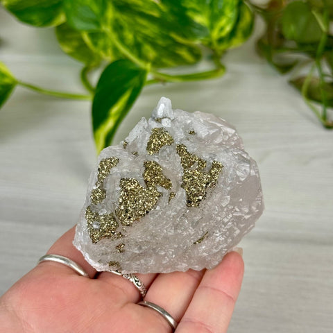 Pink Calcite with Glitter Pyrite Specimen (UV Reactive) 350 18 - Kenna's Crystals from TikTok