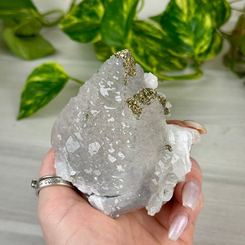 Pink Calcite with Glitter Pyrite Specimen (UV Reactive) 380 16 - Kenna's Crystals from TikTok