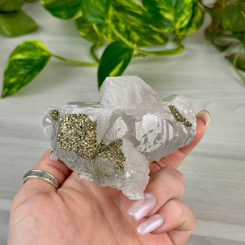 Pink Calcite with Glitter Pyrite Specimen (UV Reactive) 400 15 - Kenna's Crystals from TikTok