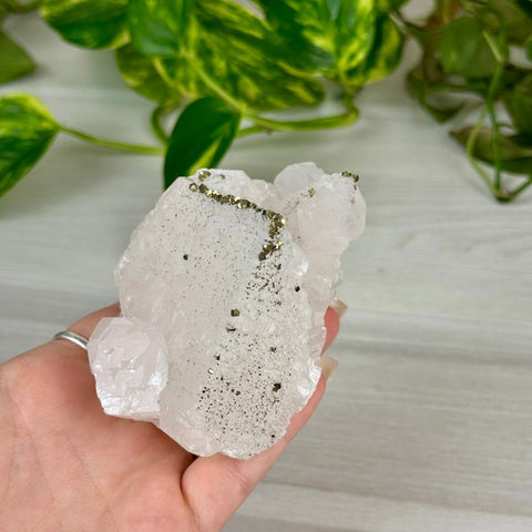 Pink Calcite with Glitter Pyrite Specimen (UV Reactive) 475 14 - Kenna's Crystals from TikTok