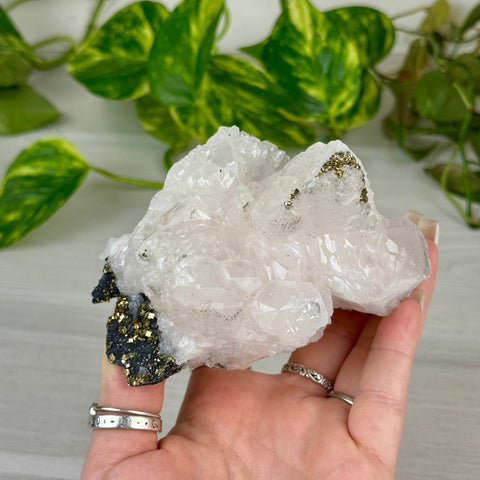 Pink Calcite with Glitter Pyrite Specimen (UV Reactive) 560 13 - Kenna's Crystals from TikTok